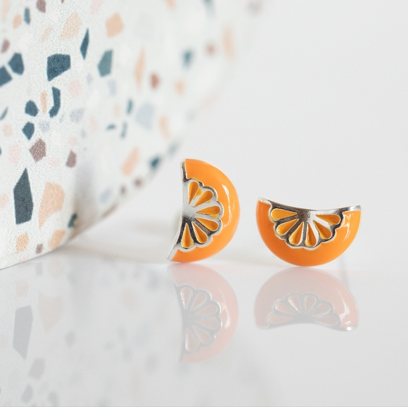 Retro Orange Slice Studs - Picture 2 of 7